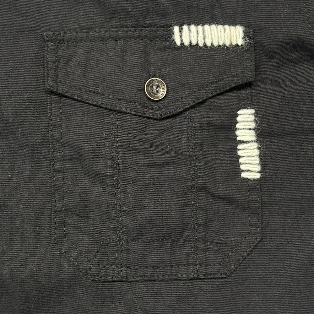 Anti Social Denim Co Graphic Shirt Mens XL Black Cotton Cross Embroidered Gothic - Picture 4 of 10
